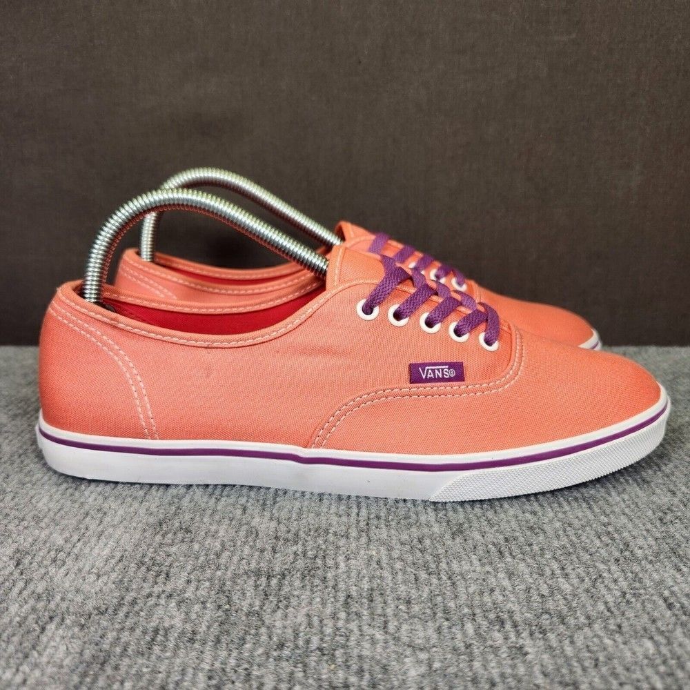 Vans Authentic Womens Size 9.5 Peach Purple Low Top Lace Up Casual Skate Shoes